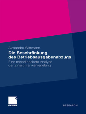 cover image of Die Beschränkung des Betriebsausgabenabzugs